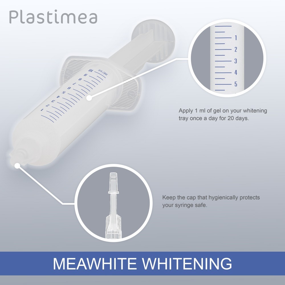 MEAWHITE • Kit Recharge 3 SERINGUES 10ml pour blanchiment des dents à domicile • 100% SANS peroxyde • Gel blanchissant dentaire